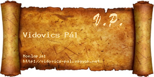 Vidovics Pál névjegykártya